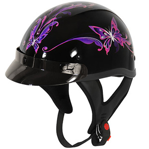 Outlaw T-70 Purple Butterfly Helmet - 39.95
