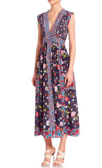 Rebecca Taylor Tap Floral Midi Dress