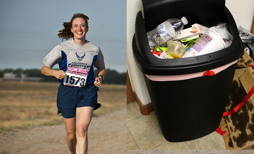 Woman Trains For Marathon While Trash Remains Too Exhausting To Take Out.