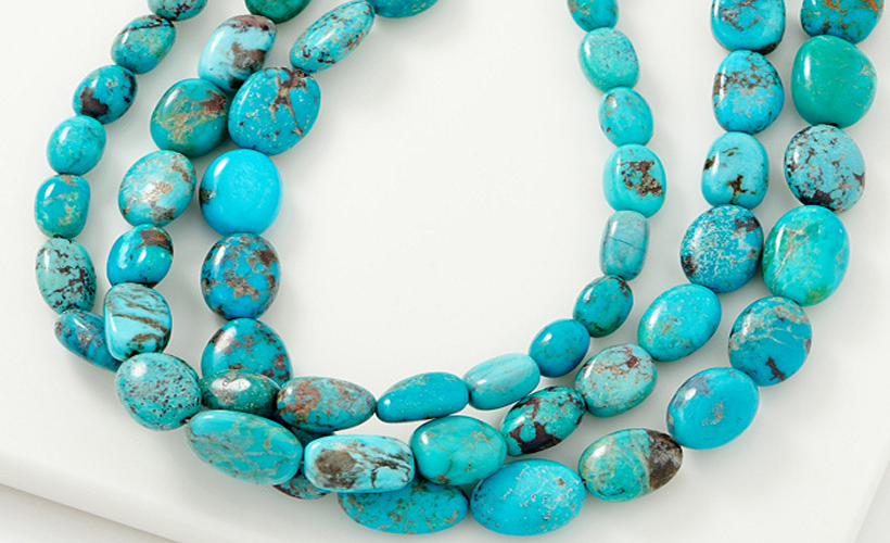 Teal Green Blue Beaded Lucite Chunky Multi Strand Statement Necklace - –  Dana LeBlanc Designs