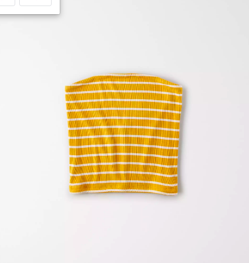 yellow tube top with white stripes laid out