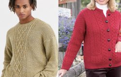 two models wearing boxy knit sweaters