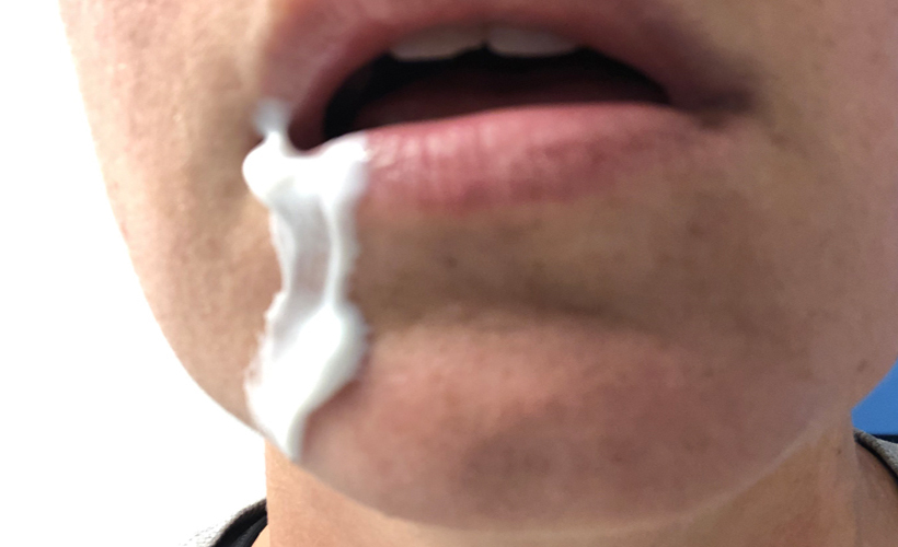 toothpaste dripping out of mouth