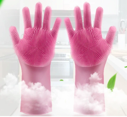 pink gloves